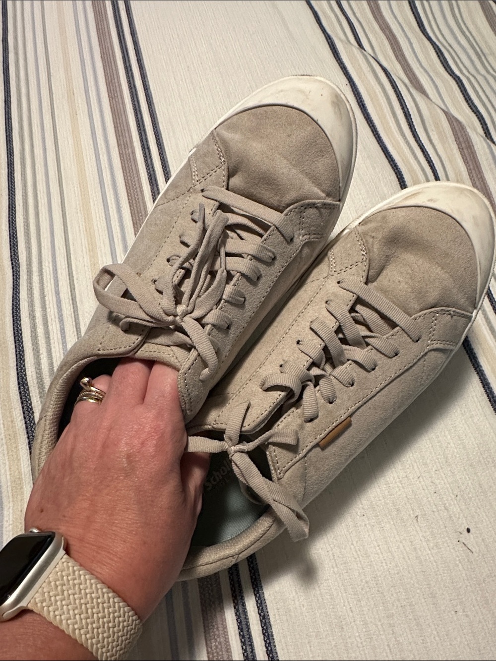 Dr. Scholl's Women's Suede Lace-Up Sneakers in Taupe